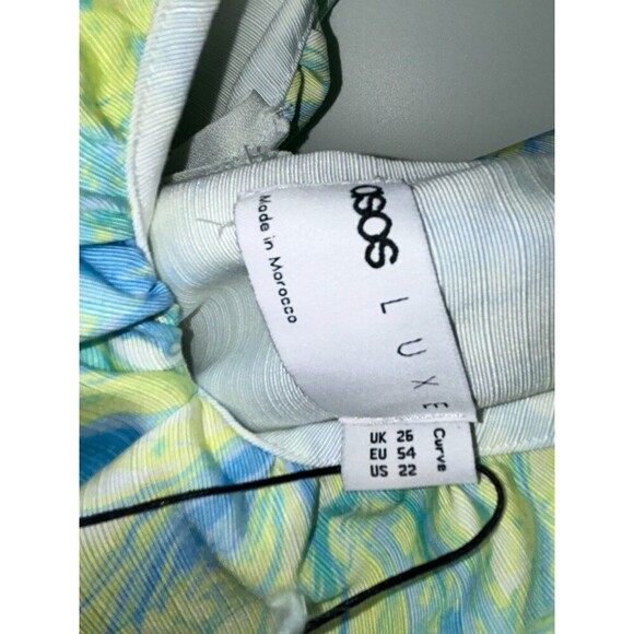 Women's ASOS LUXE Curve Marble V neck Belted Twill Smock Dress Size 22 - Picture 12 of 12